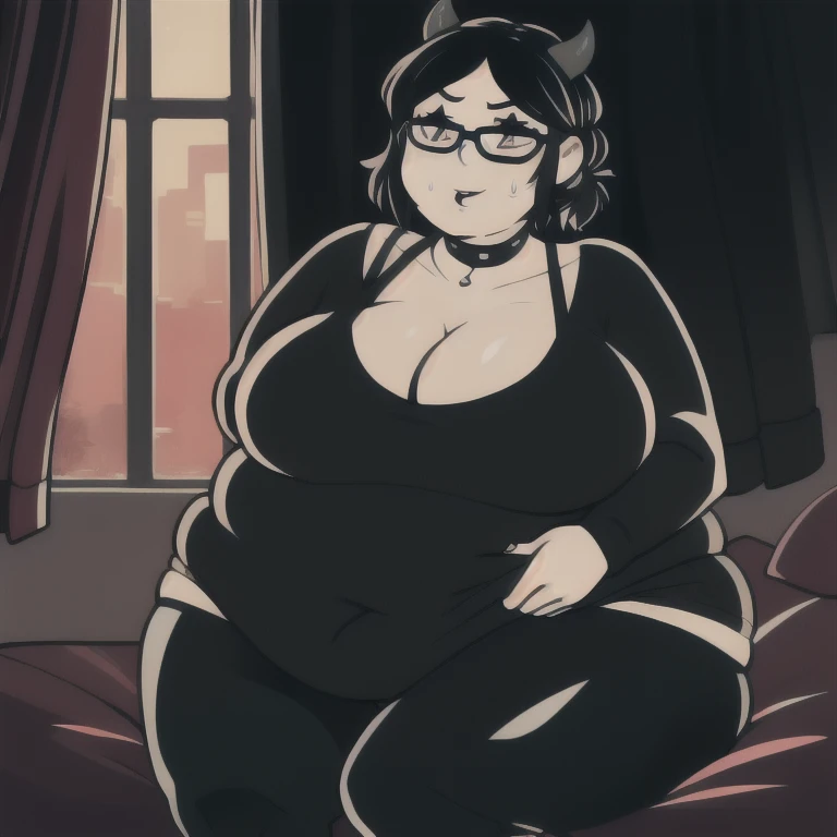 1 boy, green eyes, thicc thighs, Dressing gown, black shirt, shorts, 18 years, beautiful legs, long legs, big breast, feminine figure, slim body, Slim waist, short dark brown hair, fluffy hair, curly hair, shota, line art, tea room, cute style, testicles,erection,(huge penis:1.2),(huge testicles:1.2),