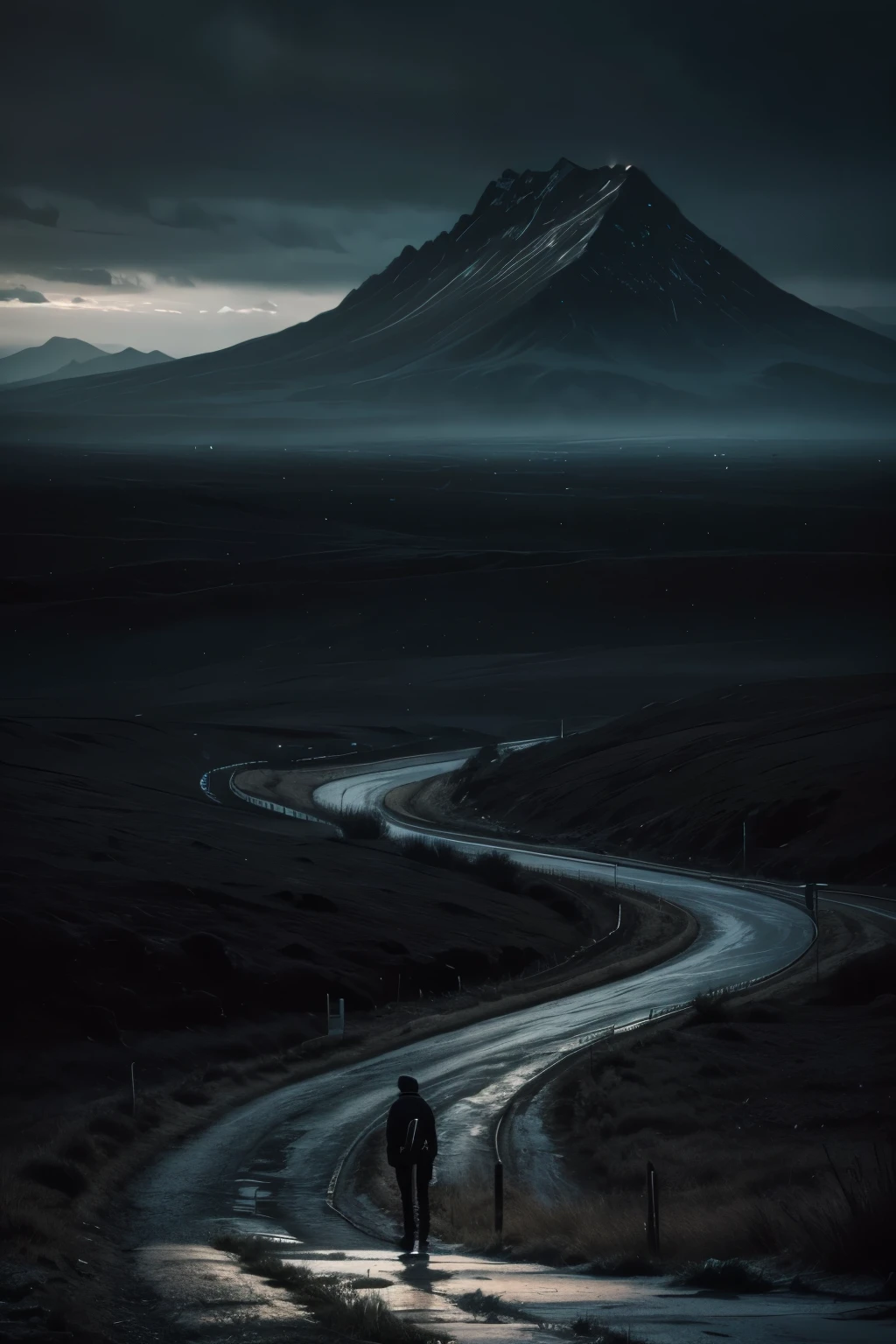 Create a sad landscape with dark colors that shows all the suffering , create at least two , and make them ultra realistic