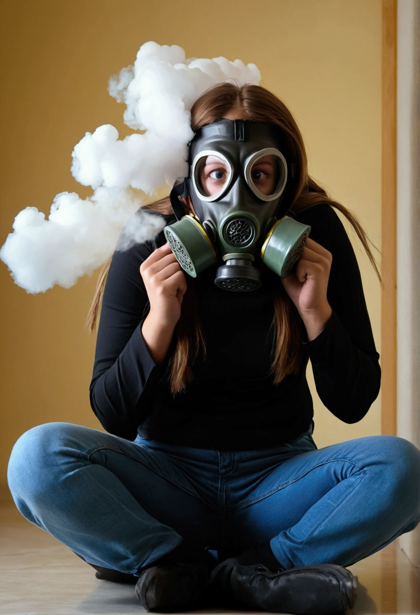 Girl Fart With Gas Mask fart Cloud Coming Out Of The ass Fart