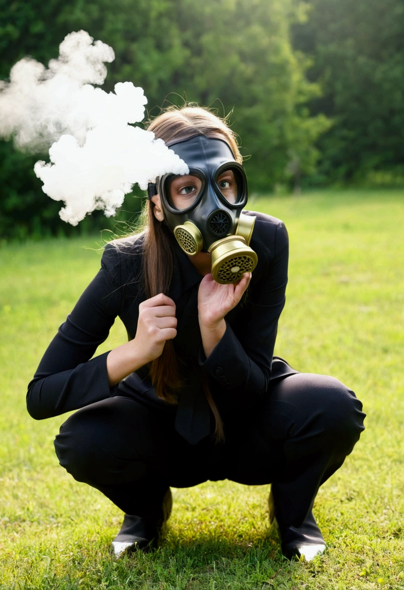 Girl Fart With Gas Mask fart Cloud Coming Out Of The ass Fart