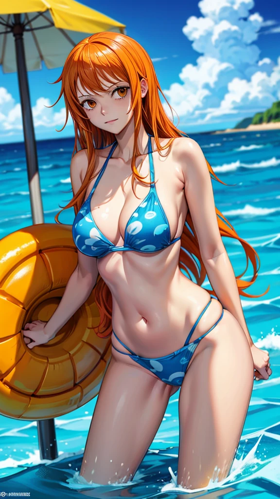 nami de one piece, with swimwear, It&#39;s a pirate hat