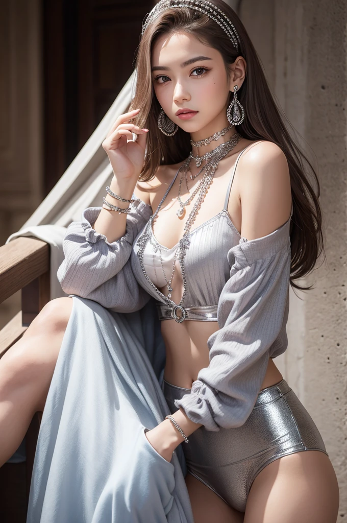 A young woman with silver accessories 