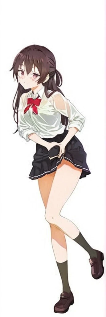 anime girl in a short skirt and a shirt with a bow, seductive anime girl, beautiful anime high school girl, ecchi anime style, anime best girl, yandere. tall, anime full body illustration, attractive anime girl, yuki suou, an anime girl, anime girl, yandere, a-1 pictures, anime visual of a cute girl, roshidere