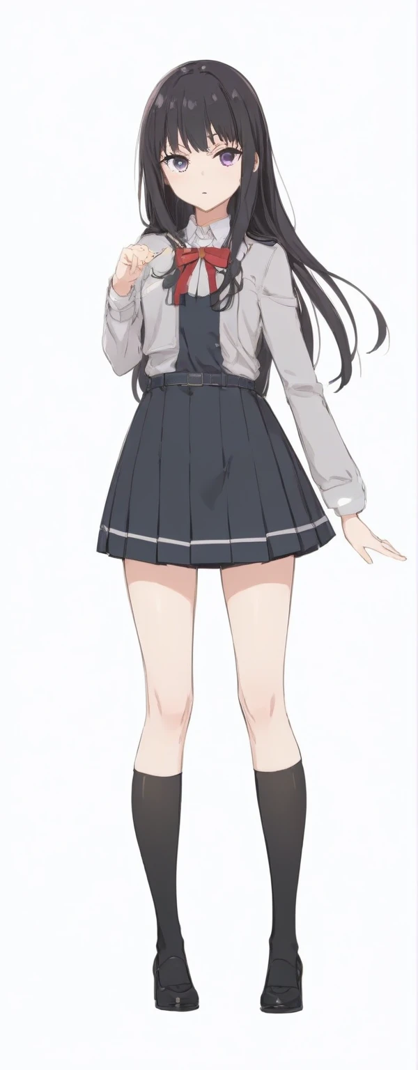 anime girl in a  with a bow and a tie, beautiful anime high school girl, anime visual of a cute girl, anime full body illustration, hinata hyuga, anime girl wearing a black dress, anime best girl, nagatoro, female anime character, marin kitagawa fanart, anya from spy x family, anime vtuber full body model