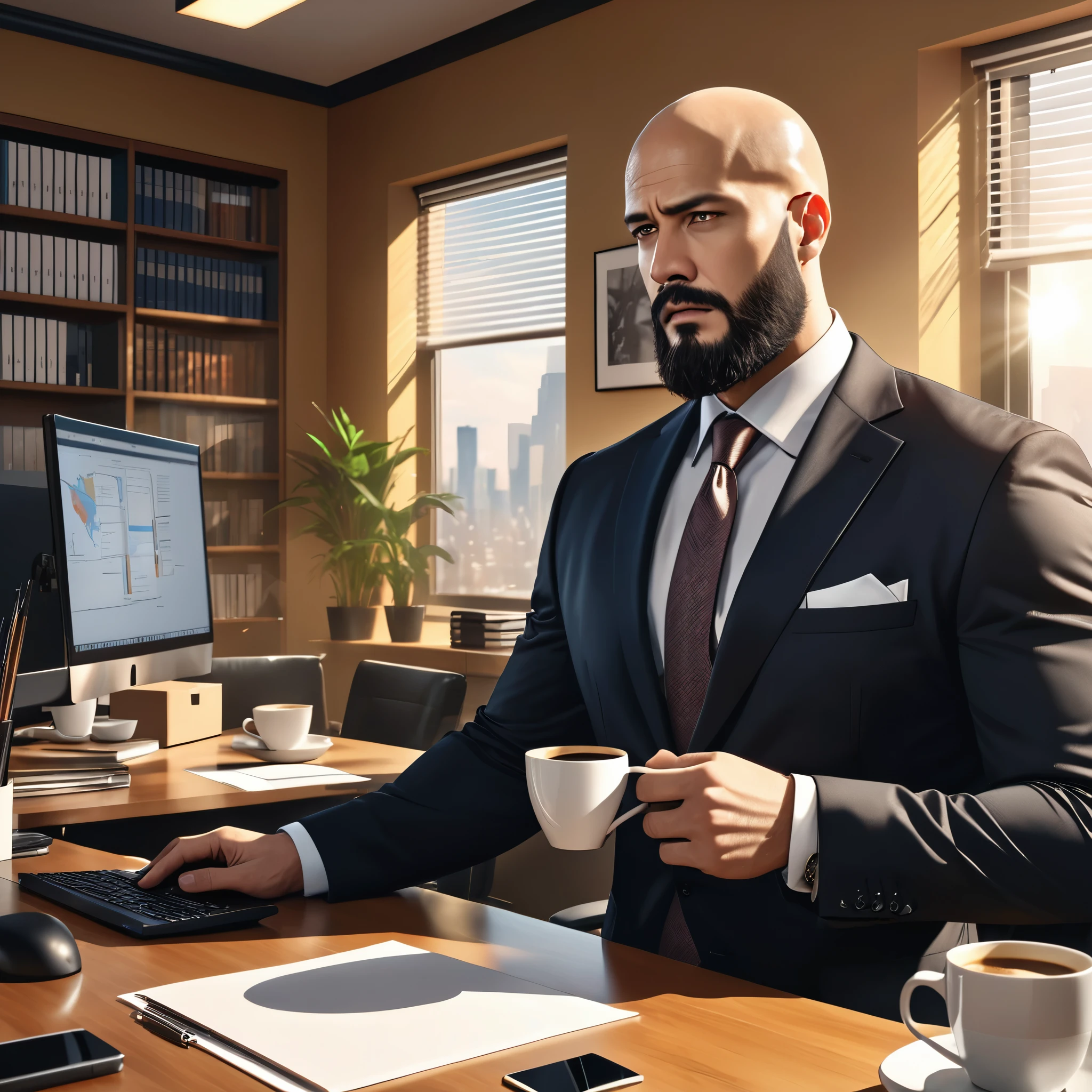 drawing of a man sleeping with a content expression next to his wife, extremely detailed faces, subject is bald with a beard, ultra-detailed, (best quality,4k,8k,highres,masterpiece:1.2), HDR, UHD, studio lighting, vivid colors, warm color tones
