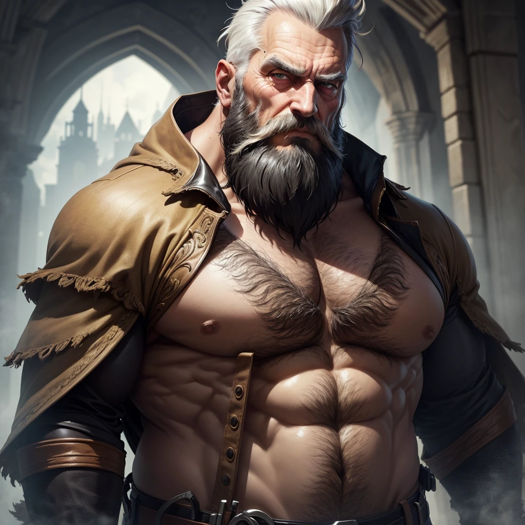 An imposing older man with a prominent beard