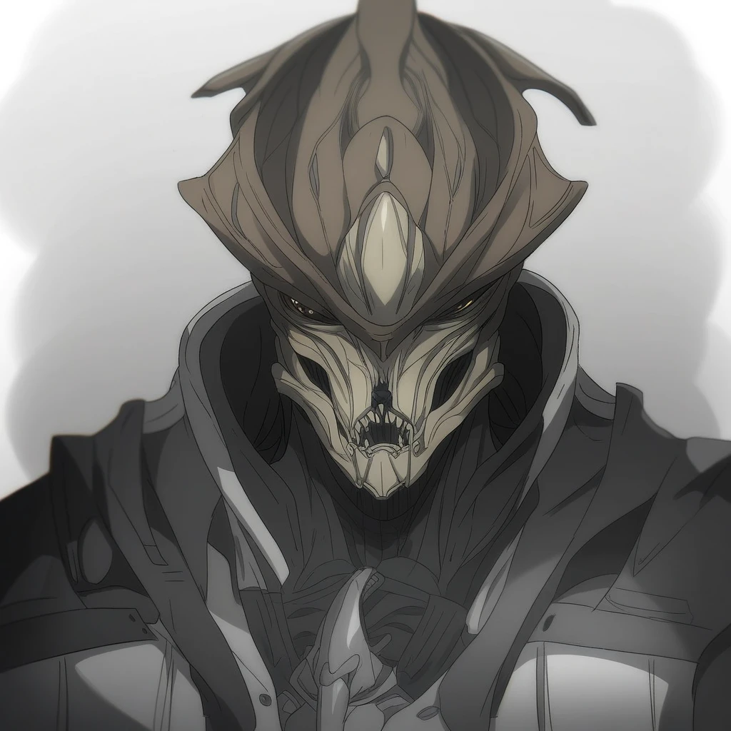 a black and white photo of a man in a suit with a sword, wears a suit of power armor, turian, knights templar in a space suit, warframe infested art, warframe fanart, detailed warframe fanart, scp 3008, high quality warframe fanart, clothed in cyber armour, exquisite warframe fanart,singeki_no_kyojin_s4_style,