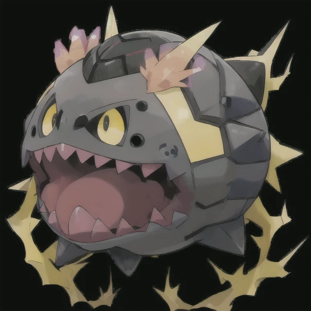 pkmn , giant black angler fish with scary yellow eyes with a light on top of it ((best quality)), 