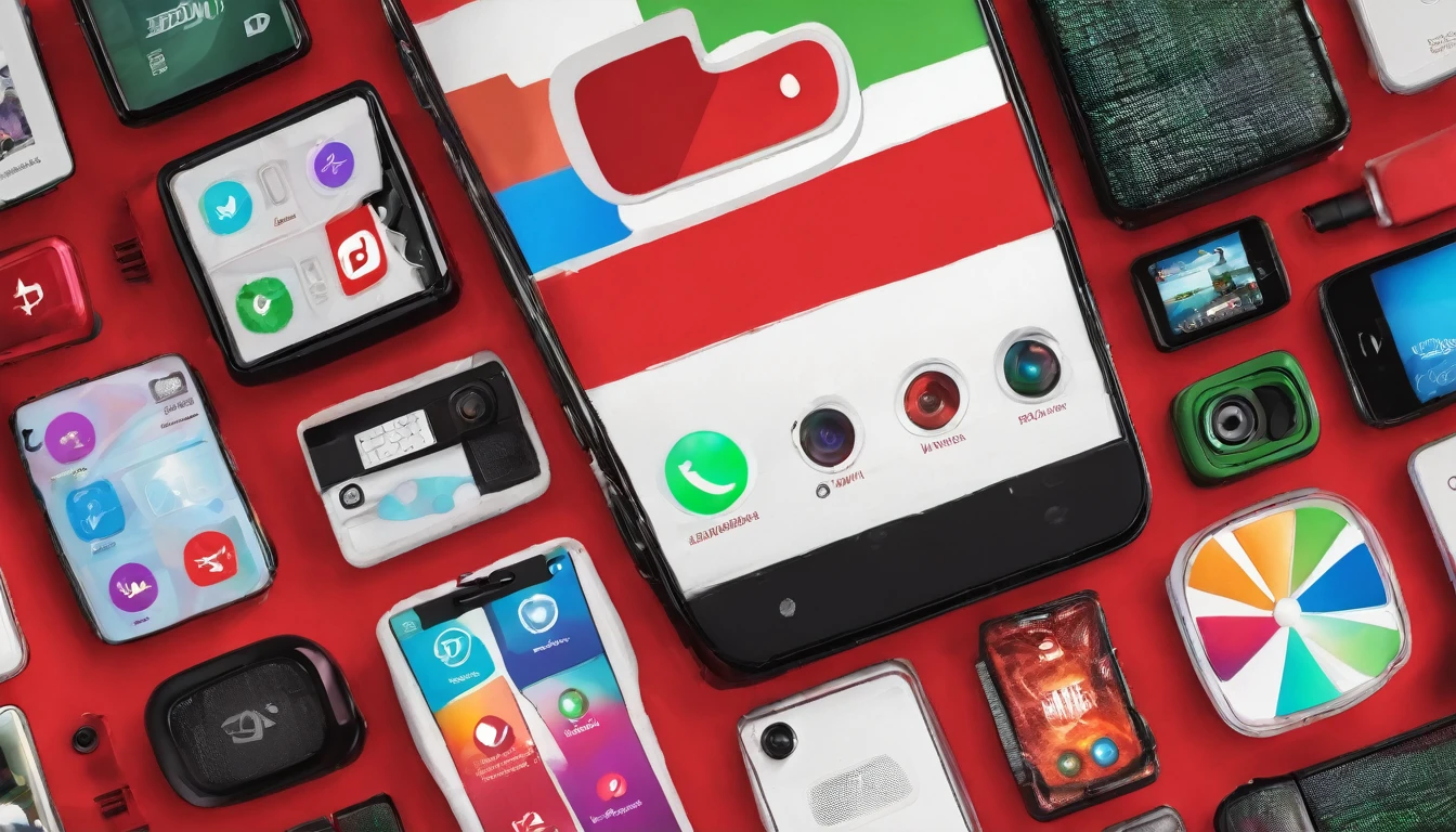 youtube thumbnail of an epic cell phone, main colors red white black green