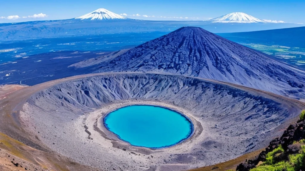 a volcano that abrupts blue lava