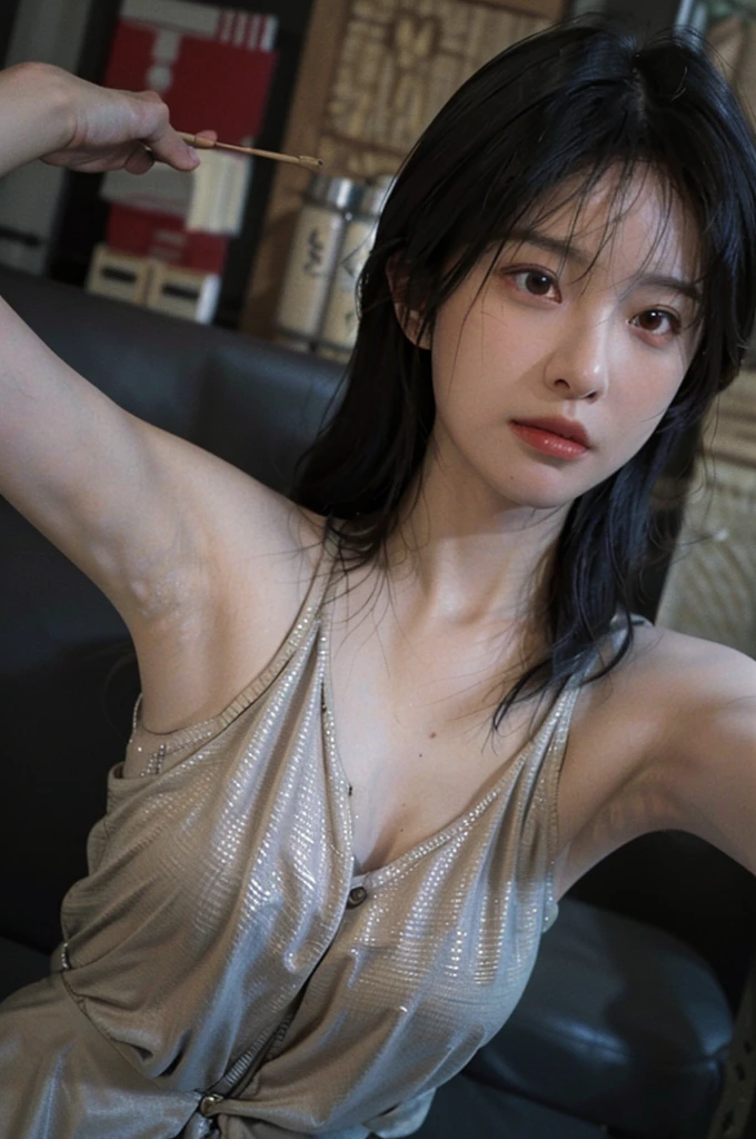 8K,Best quality, masterpiece, ultra high res, (photorealistic:1.4), raw photo, (Authentic skin texture:1.3), (film grain:1.3), (selfie angle),1girl,beautiful detailed eyes and face,masterpiece, best quality,close-up,upper bod,