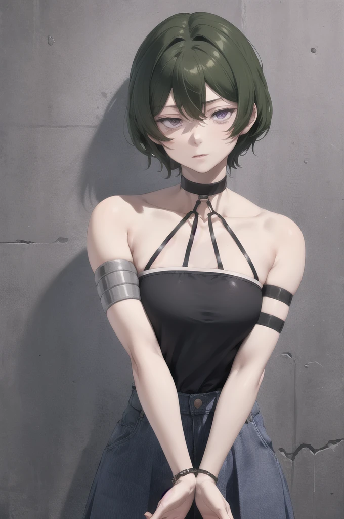 1woman,sports bra,bib-and-brace overalls.(long pants:1).cinematic lighting,more light,rimwriting,(close-up:1),small breasts<lora:judyLvarez_judy:1>