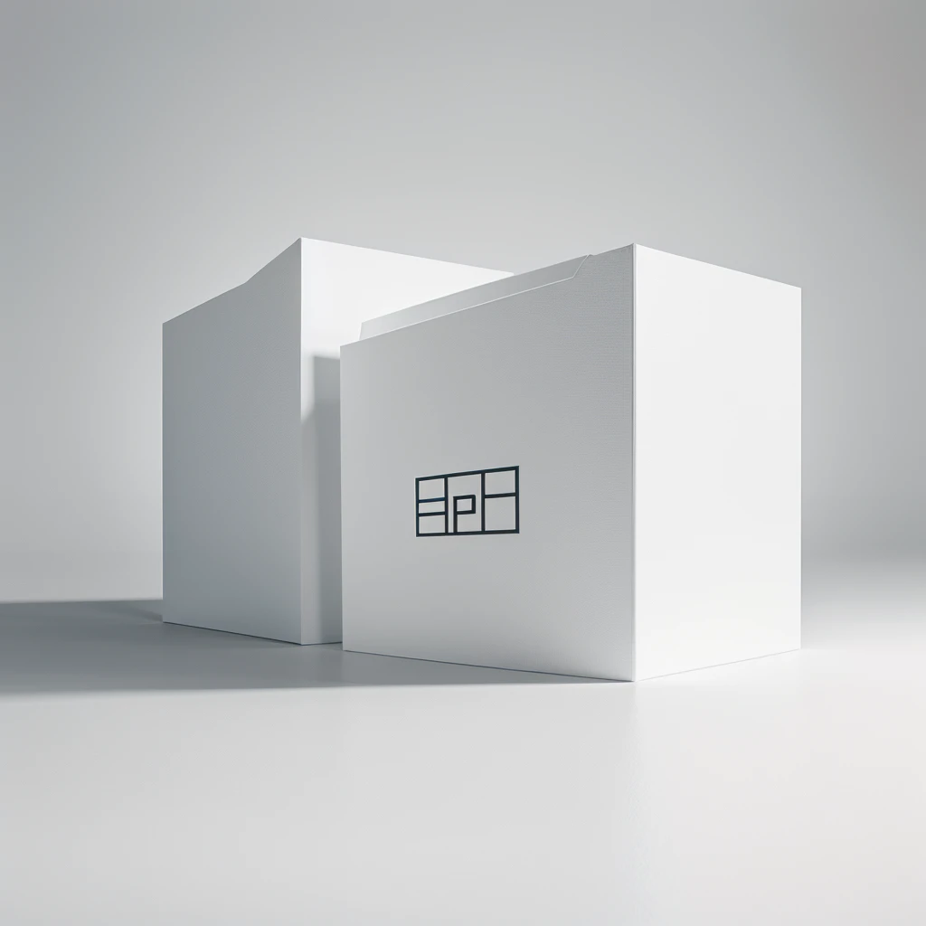 A minimalist logo with the word outside forming a box 