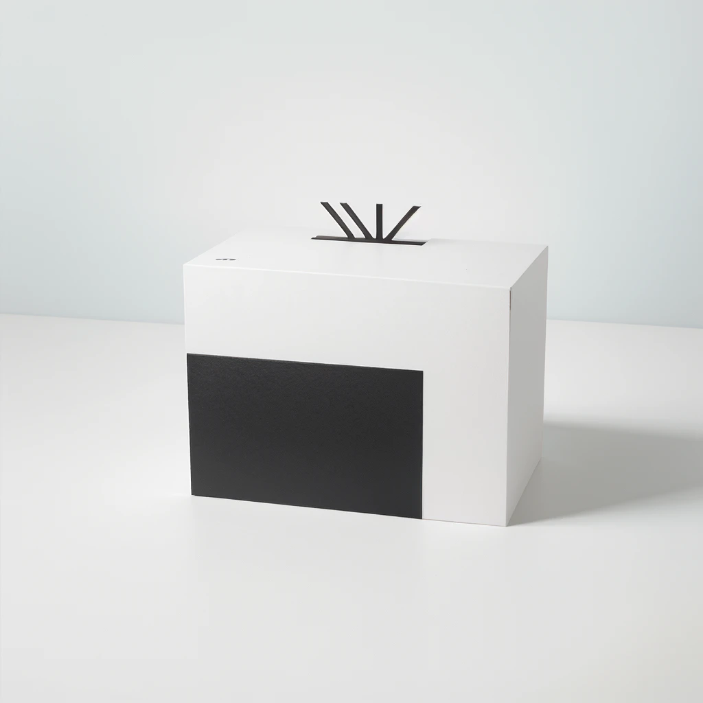 A minimalist logo with the word outside forming a box