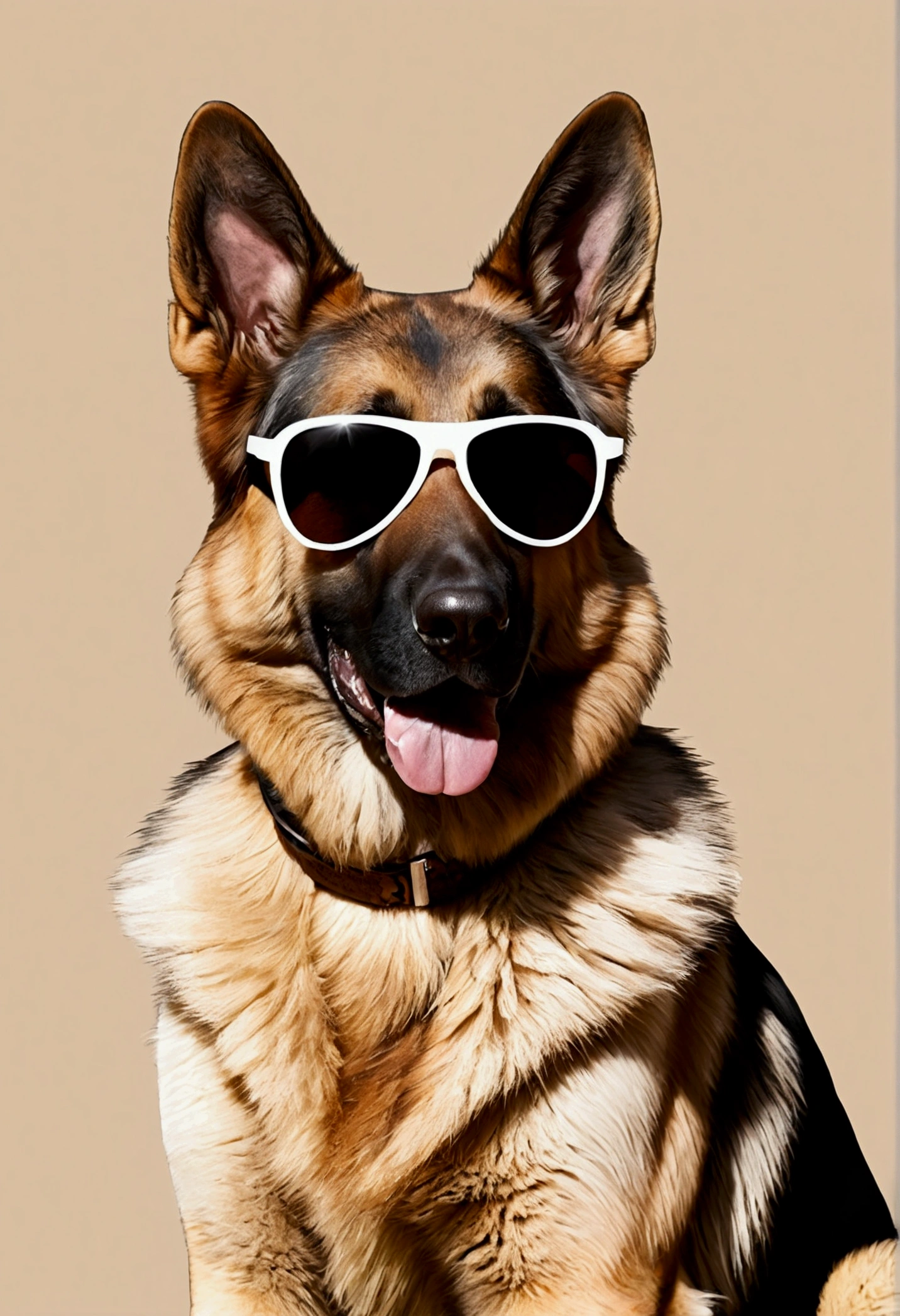 German Shepherd in light brown white with sunglasses