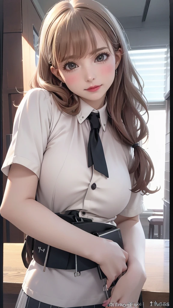 porn images.(from below:1.2),(1 girl,super dense skin,winding,small,beautiful breasts,big breasts,white skin,pointed chest,erect nipples),(surreal肖像画,(8K),surreal,high detail,High resolution,highest quality,masterpiece,sense of presence,dynamic,bold),(thin and soft hair:1.8),(straight hair),(long flowing bangs),(extra light coppery amber hair),(hair above one eye),(dressed:1.5,school uniform:1.5)