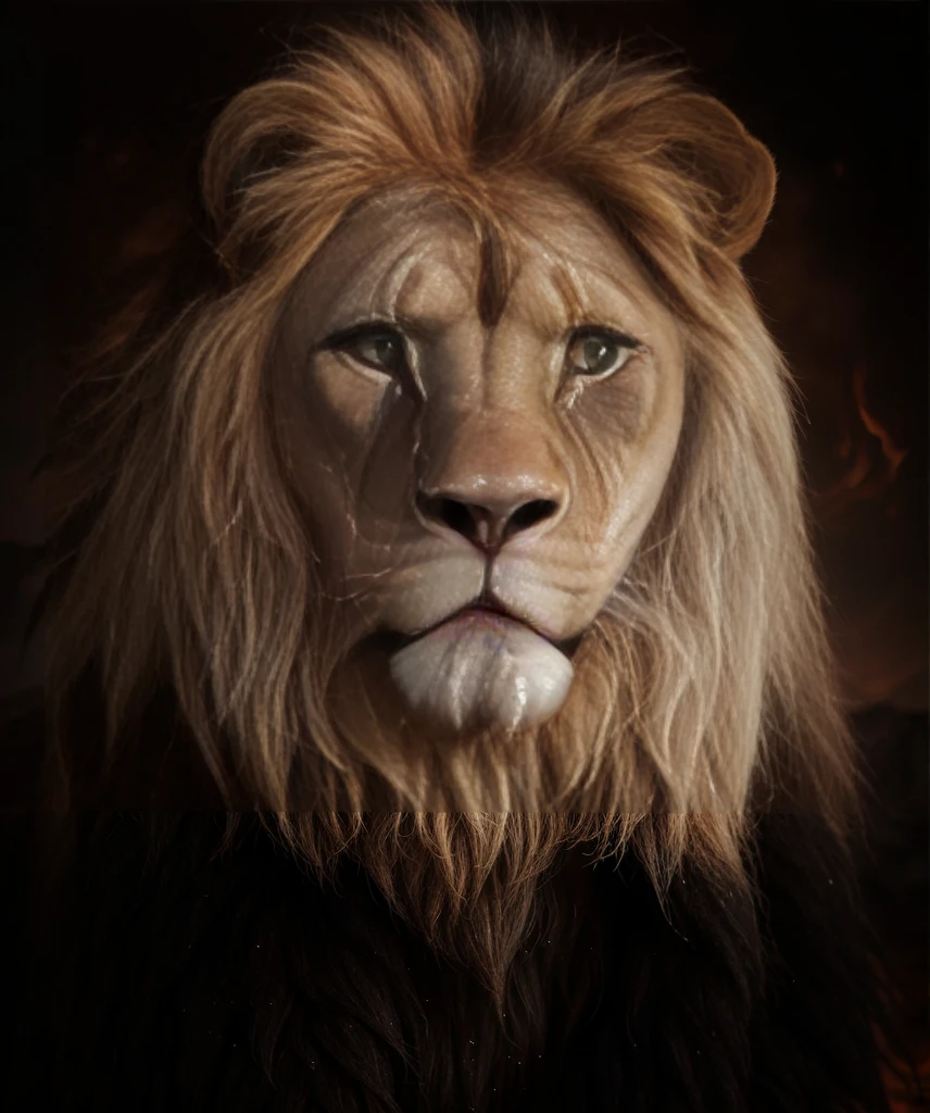 Lion, Divine Lion, natural, naturey, naturey, linda, rendering, photorrealistic, ultrahd, 4K, detailed textures, thunders, detailed shadows, detailed colors, sunset, Sunset, Sunset, naturey linda, Great Divine, sunset, detailed contrast, realistic contrast, high resolution, detailed colors, fire, villany, divine creature, 8k, Detailed Realistic, 16K, 8k, HD