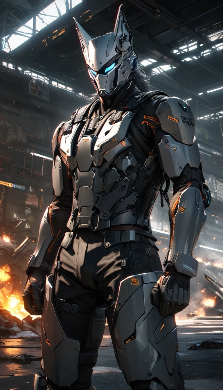 Adult guy, Gray Fox Armor, Metal Gear Solid, Metal Gear Rising, Masterpiece, best quality, Full HD, 8k, ultra details, great graphic