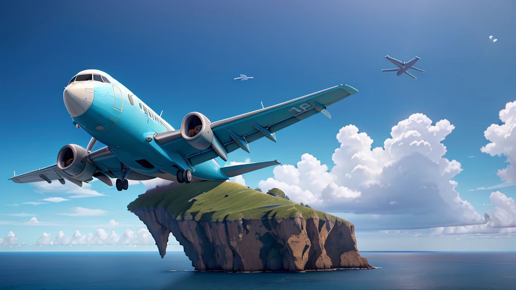 a plane flying over the ocean, beautiful detailed sky, calm ocean, dramatic lighting, cinematic atmosphere, photorealistic, hyper detailed, 8k, masterpiece, concept art, dramatic clouds, stunning colors, warm tones, perfect composition, dramatic depth of field, volumetric lighting, ambient occlusion, ray tracing, unreal engine, highly detailed, incredibly realistic, photographic realism