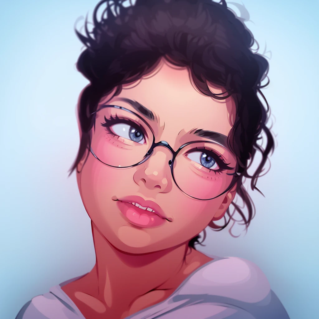 desenho de uma mulher with glasses, dark-skinned, a digital painting inspired by loish, art station, serial art, stylized portrait, high-quality portrait, digital illustration portrait, digitalportrait,  with glasses, detailed color portrait, cute portrait, nft portrait, no art style by bowater, lofi portoRait, realistic painting of beautiful girl, digital art portrait