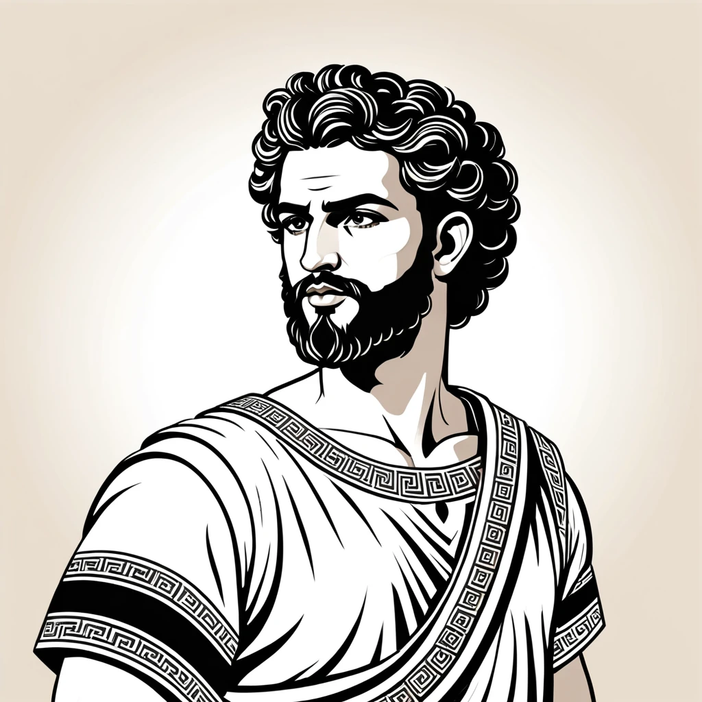 man in greek folk outfit, vector graphics, strong contours