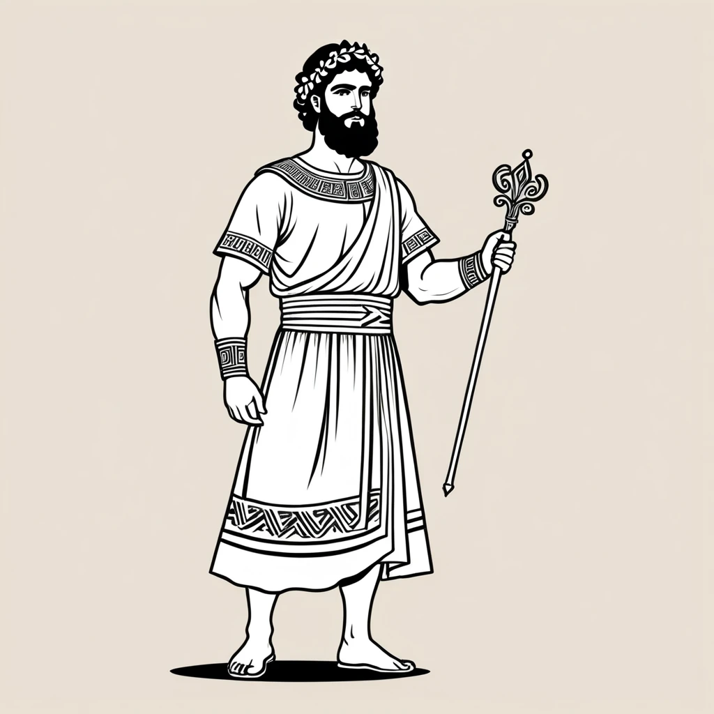 man in greek folk outfit, vector graphics, strong contours
