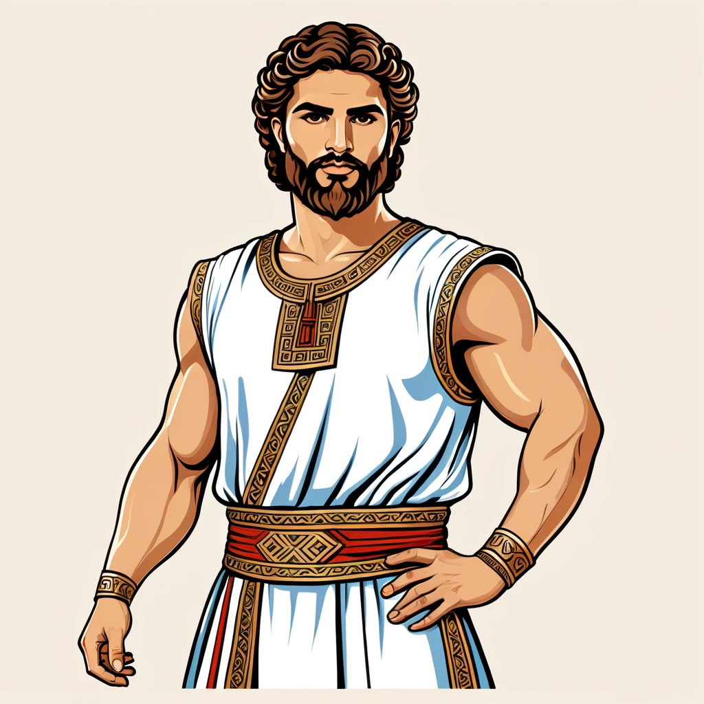 man in greek folk outfit, vector graphics, strong contours