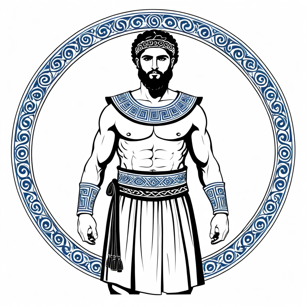 man in greek folk outfit, vector graphics, strong contours