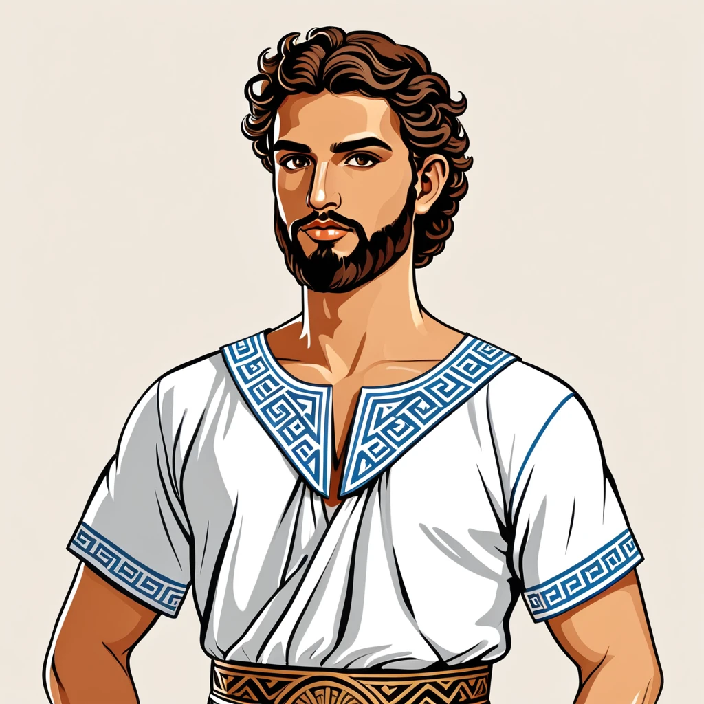 man in greek folk outfit, vector graphics, strong contours