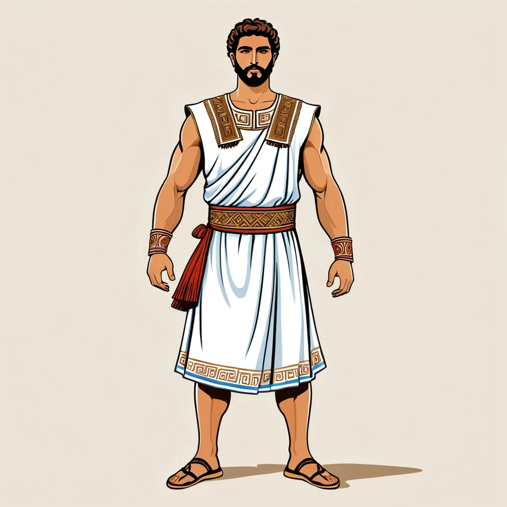 man in greek folk outfit, vector graphics, strong contours
