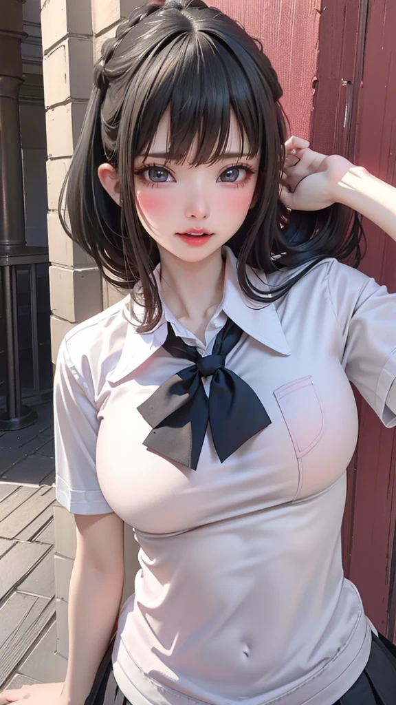 (high school girl uniform),(random porn pose),(Thin type:1.8),(big breasts),(random hairstyle),(Highest image quality,(8k),ultra-realistic,best quality, high quality, high definition, high quality texture,high detail,beautiful detailed,fine detailed,extremely detailed cg,detailed texture,a realistic representation of the face,masterpiece,Sense of presence)