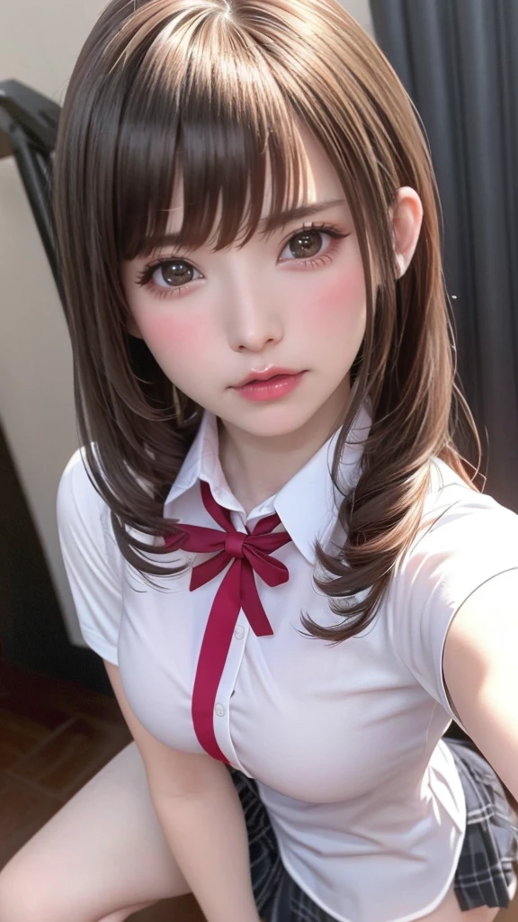 (high school girl uniform),(random porn pose),(Thin type:1.8),(big breasts),(random hairstyle),(Highest image quality,(8k),ultra-realistic,best quality, high quality, high definition, high quality texture,high detail,beautiful detailed,fine detailed,extremely detailed cg,detailed texture,a realistic representation of the face,masterpiece,Sense of presence)