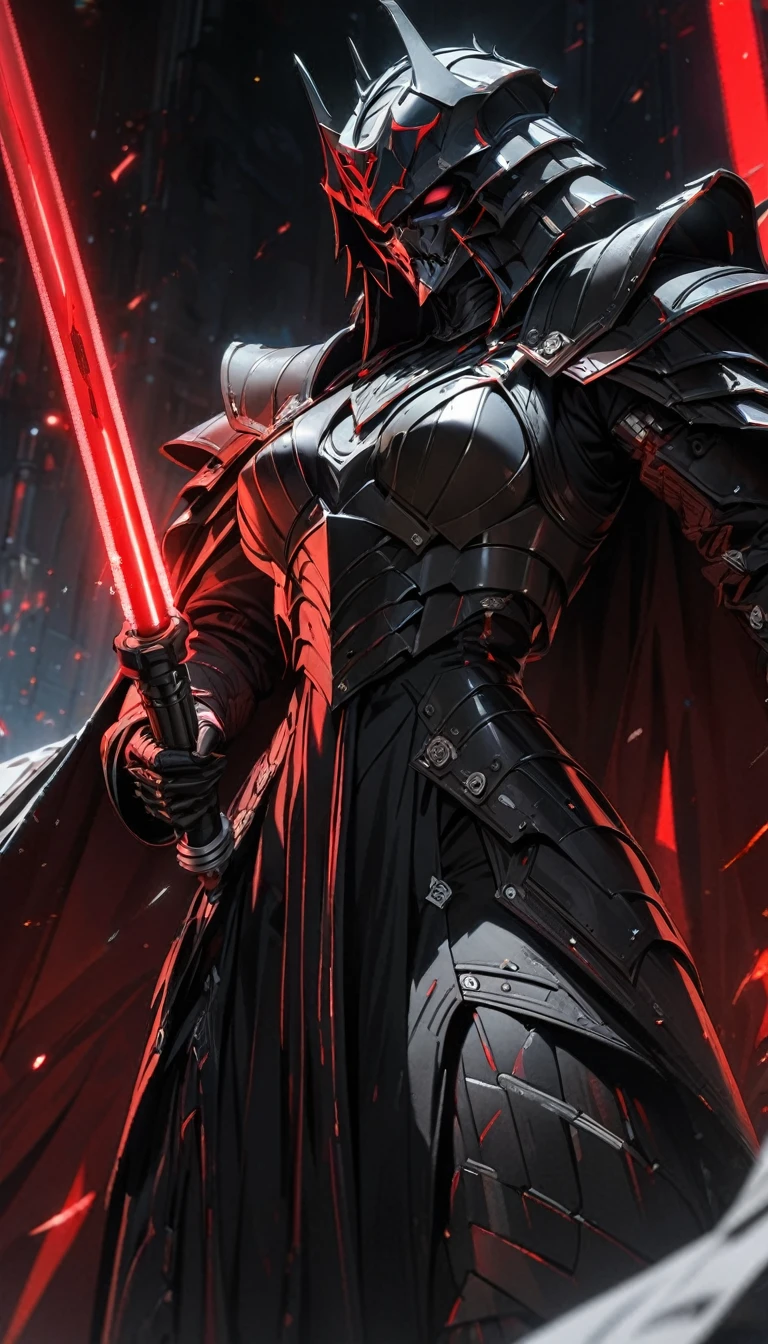 Adult girl, Sith armor, lightsaber, Masterpiece, best quality, Full HD, 8k, ultra details, great graphic