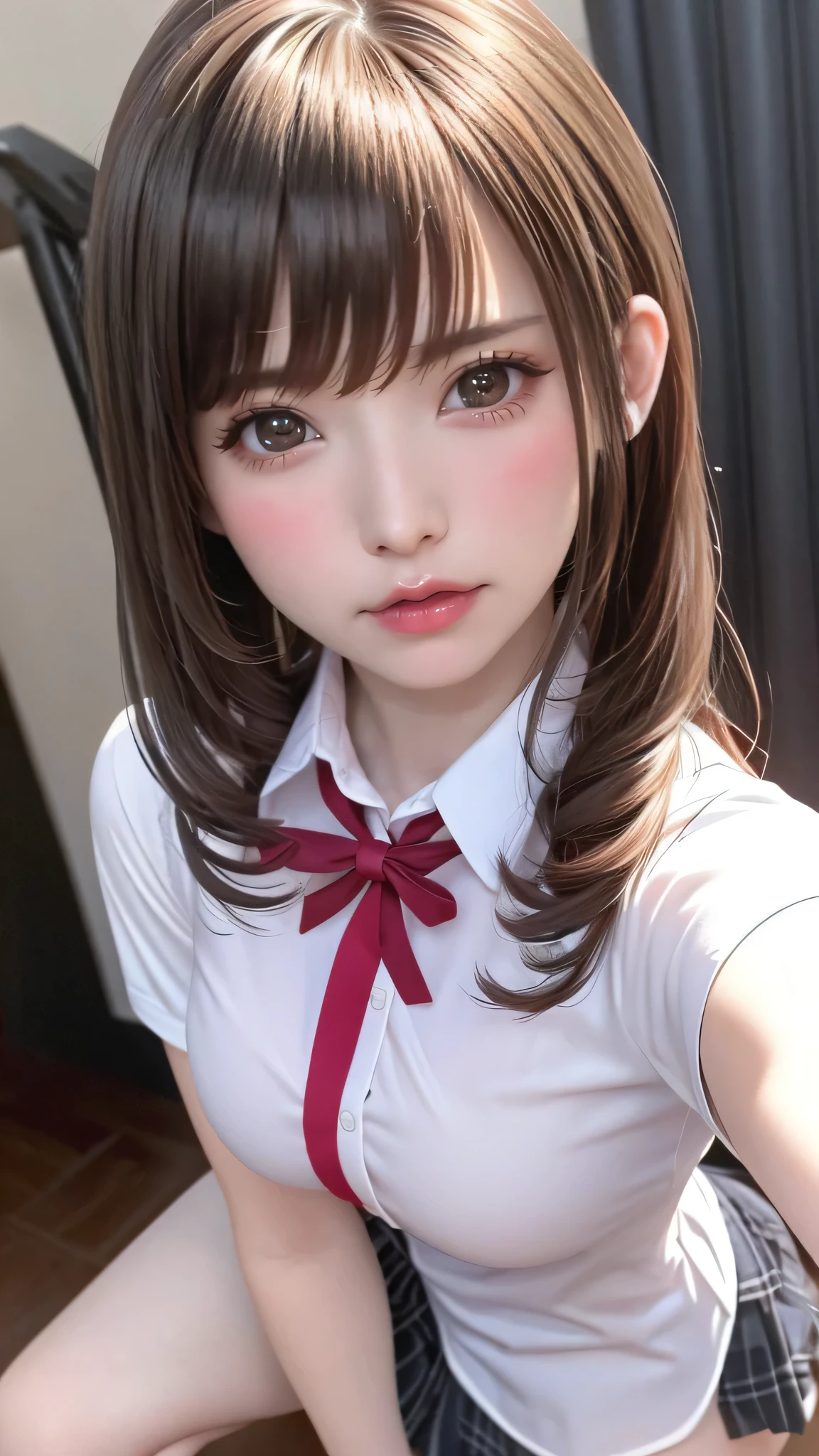 (high school girl uniform),(random porn pose),(Thin type:1.8),(big breasts),(random hairstyle),(Highest image quality,(8k),ultra-realistic,best quality, high quality, high definition, high quality texture,high detail,beautiful detailed,fine detailed,extremely detailed cg,detailed texture,a realistic representation of the face,masterpiece,Sense of presence)