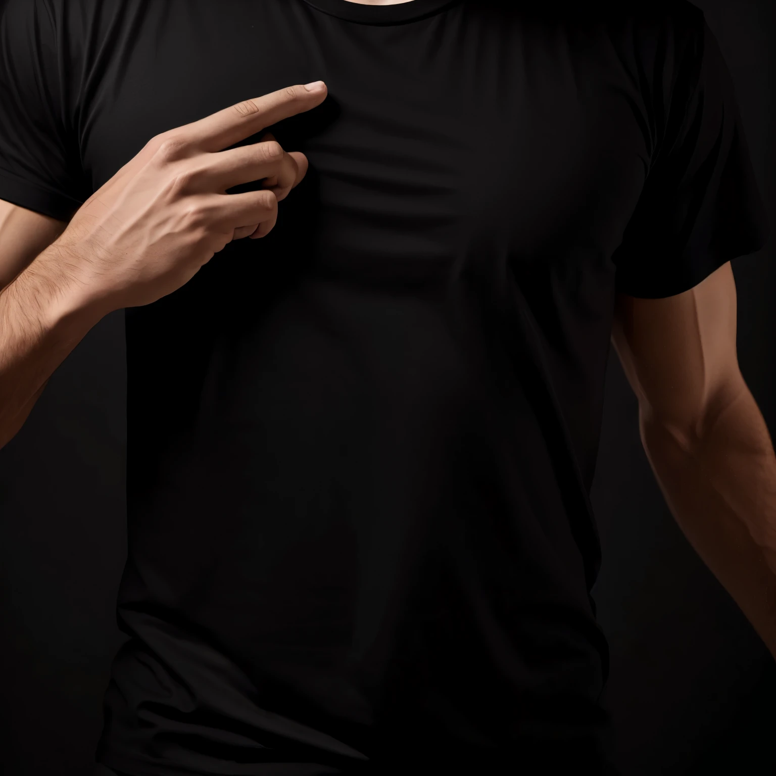 Man wearing a black t-shirt with no details, crypto currency background