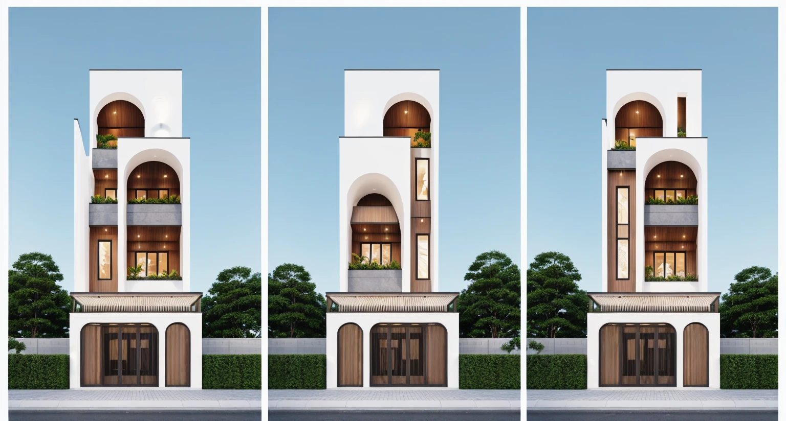 1 morden architect, main material by white wall and wood, 1large yard, 1 road runs in front of the house, (RAW photo, real, best quality, masterpiece:1.2), look morden minimalist, 1 road in front of the house, dynamic lighting:1.3, (hyper realistic, photo-realistic:1.2), high quality, (dark lighting:1.2), perfect lighting, archdaily, no human