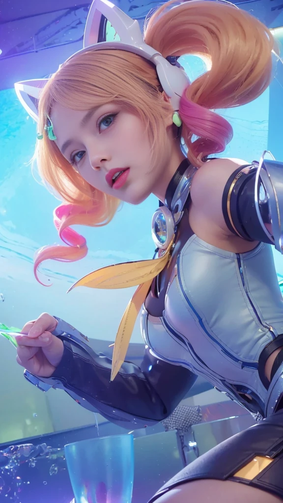 ((Best quality, 8k, Masterpiece :1.3)), upper bod, Sharp focus :1.2, beautiful girl perfect figure, Highly detailed facial and skin texture, Detailed eyes, Double evelids Interir view, ferpect lighting, Glowing skin,