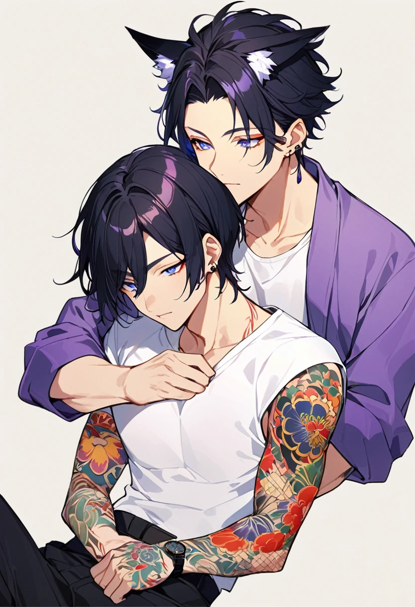 Fully nude、Big man、Japanese people。
tattoo、Naked。
Older brother and younger brother2people。
like。In the mouth。
Japanese carving。Yakuza。
Japanese-style room。Gazing at each other。Is ejaculating。Little brother sucking his big brother's dick。
