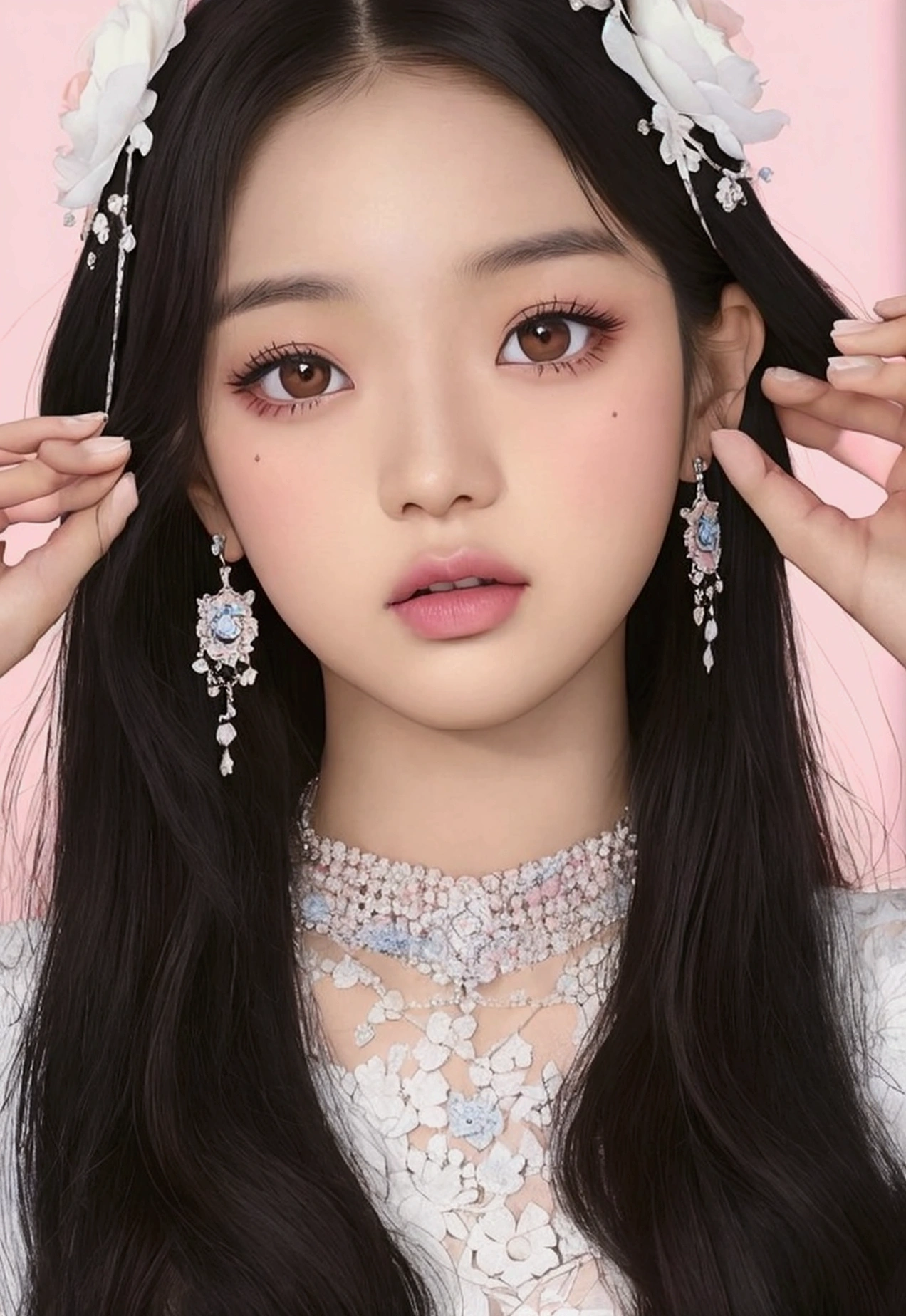 un primer plano de una mujer con una corona de flores en la cabeza ojos celeste natural, jennie rosa negro, tzuyu de dos veces, portrait of jossi de blackpink, jossi de blackpink, Jisoo de Blackpink, jisoo de blackpink, Jaeyeon Nam, parque roseanne de blackpink, parque ji min, retrato de jisoo rosa negro, jinyoung shin, TaeJune Kim, Heonhwa Choe