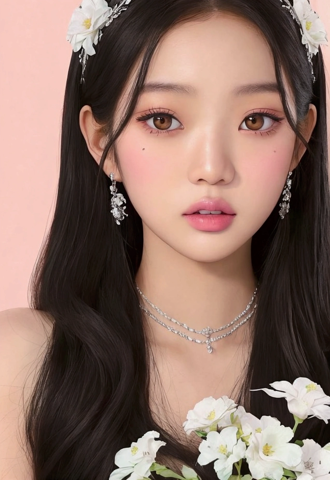 un primer plano de una mujer con una corona de flores en la cabeza ojos celeste natural, jennie rosa negro, tzuyu de dos veces, portrait of jossi de blackpink, jossi de blackpink, Jisoo de Blackpink, jisoo de blackpink, Jaeyeon Nam, parque roseanne de blackpink, parque ji min, retrato de jisoo rosa negro, jinyoung shin, TaeJune Kim, Heonhwa Choe