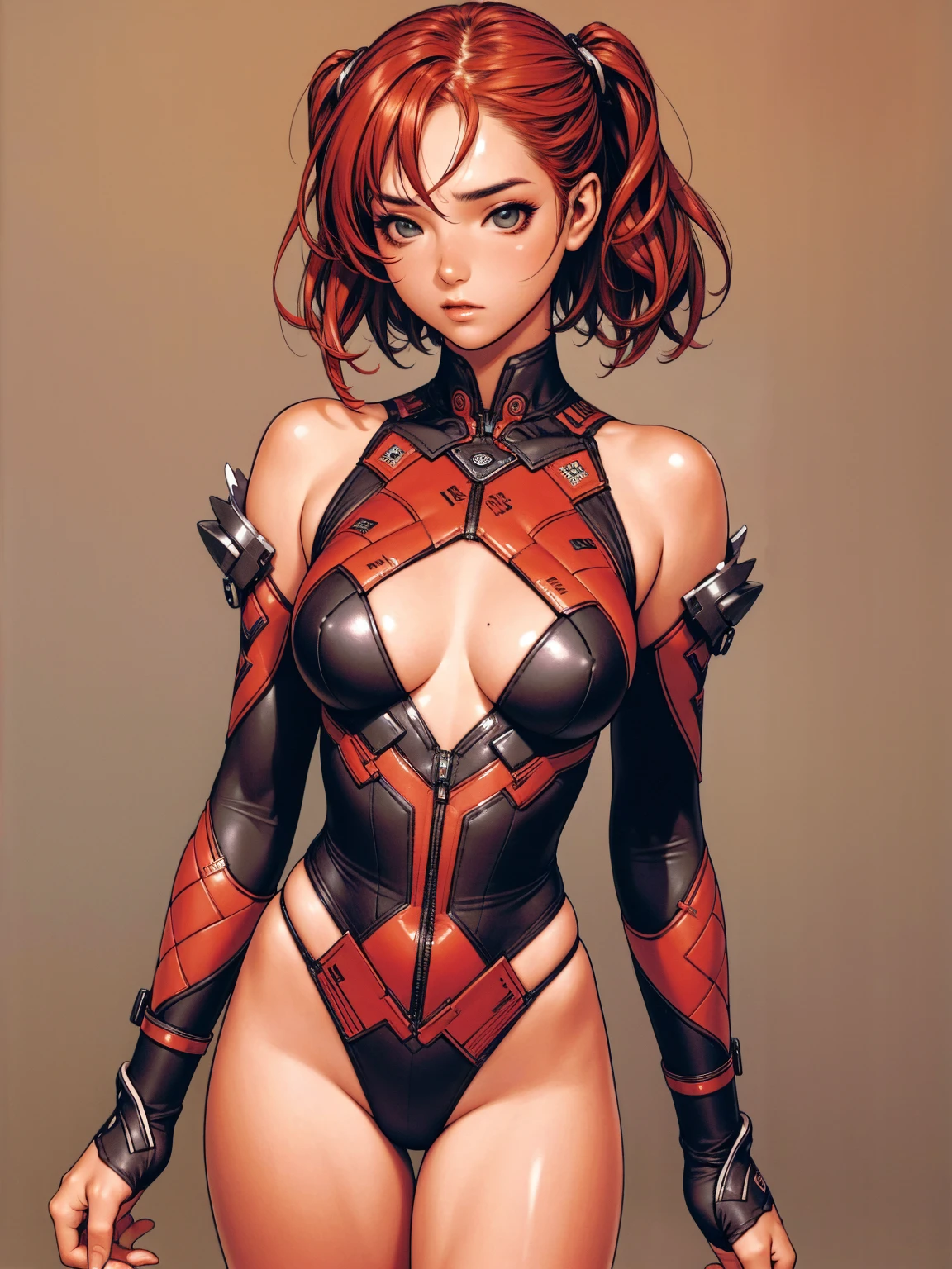 (((short arms))), ((( red latex nurse suit ))), (((bandaged arms))), ((high collar)), (((Black clothes with red details))), (((best qualityer: 1.4))), (Unbeatable masterpiece), (hiper HD),(CG 8k hyper-realistic), (((brave face))), (((breasts big))), (((hyper feminine))), sexly girl, Tron,（black bob hair)), ((( sculptural body ))), (((1 Kizi))), Kizi cibernética de 25 anos com perfectbody,,Beautiful and well-groomed face,muscular body:1.2,solid color detailed jacket, (Head to thigh photos)， Complex equipment, green dark，Long pants，Tight clothes are dark，With white stars and off-white stripes,,,,,Armor Metal Electronic Parts, Poison tattoos ) INFO, Kizi, (((standing alone))), pirralha violent, ((())), sexly, pose de atitude, work of art, post-apocalypse, (((manga style))), bounty hunter, violent, Manic, the way you want, slenderbody, thin but strong, perfectbody, roupa moderna, advanced technology, neon, sleeves with vertical striped pattern, neutral background, (( cowboy shot )). intricate visual