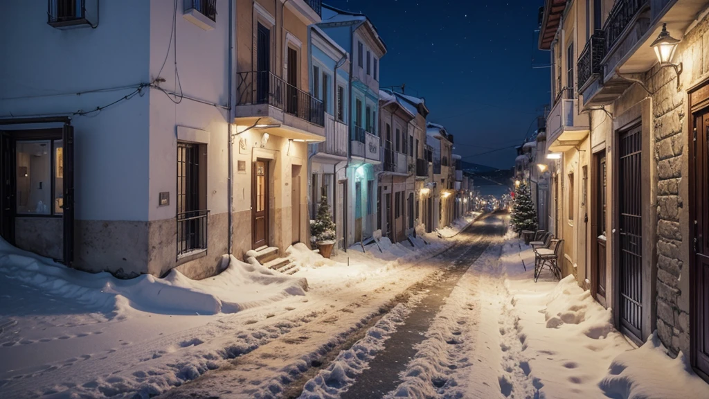 greece city with snow, realist 4k