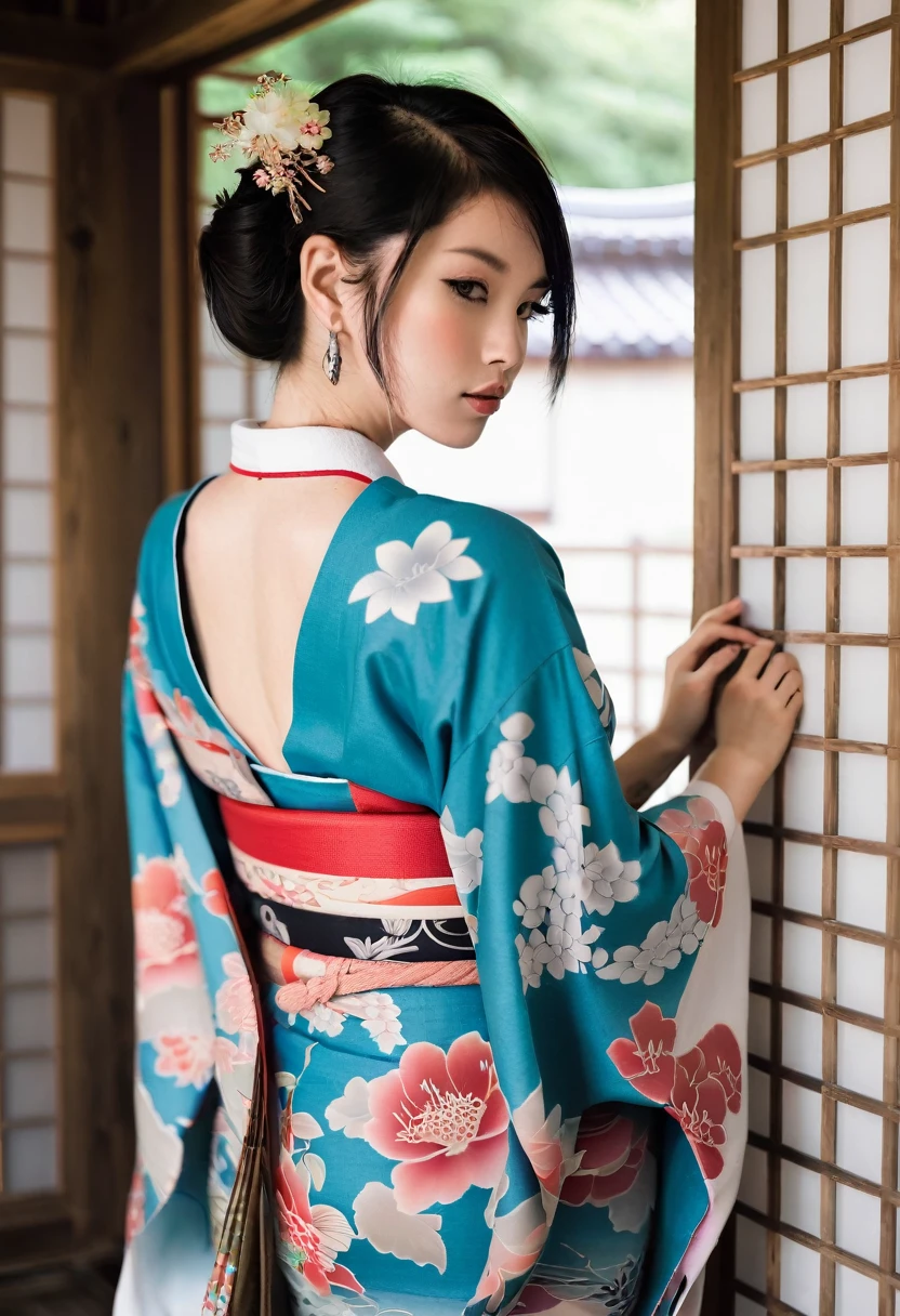 Japanese women with tattoos、kimono