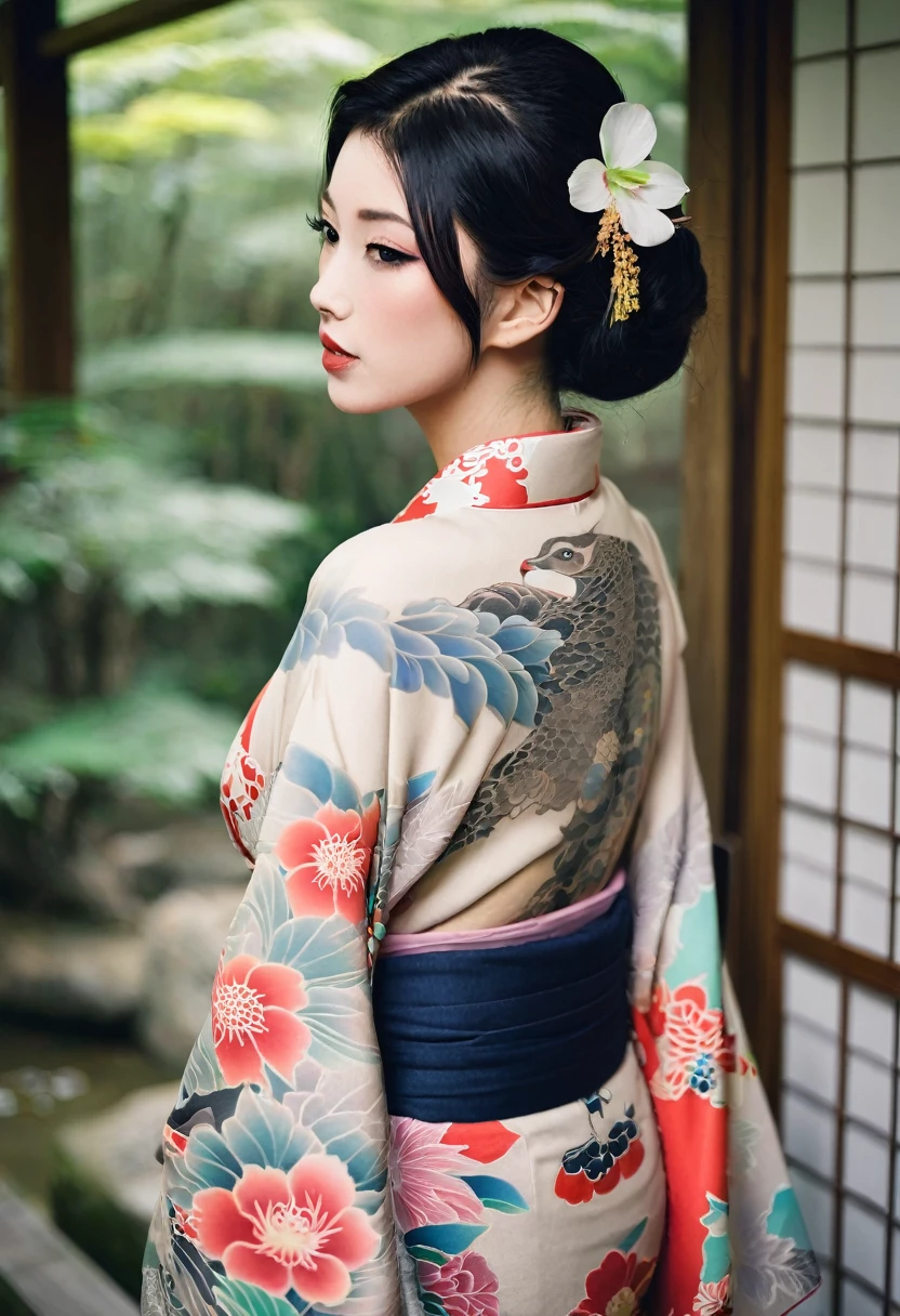 Japanese women with tattoos、kimono