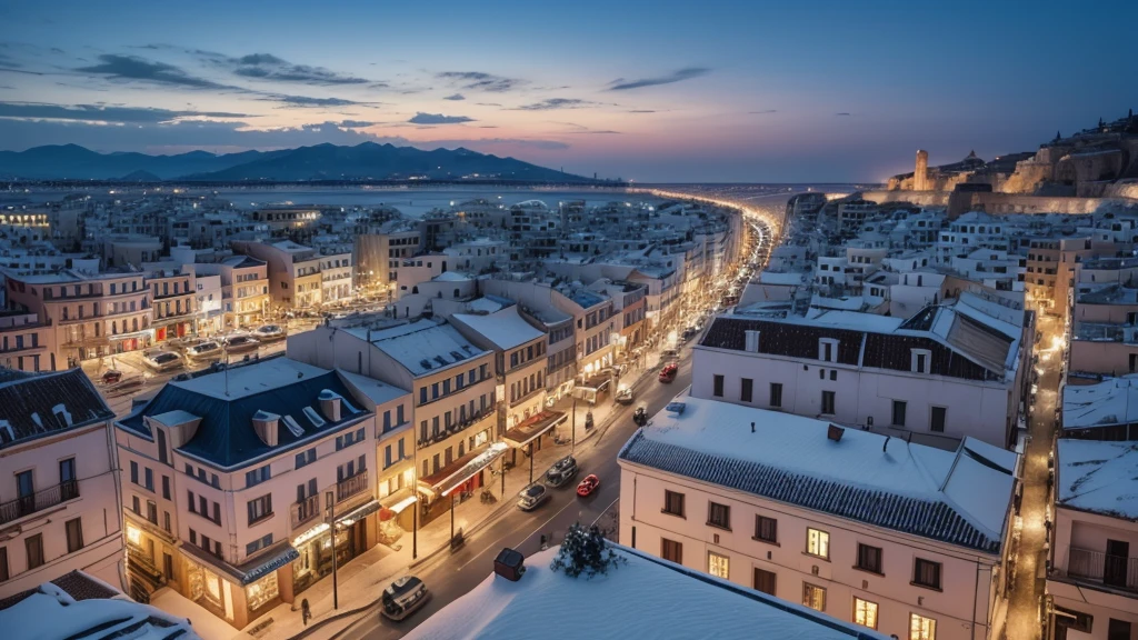 greece capital city with snow, realist 4k