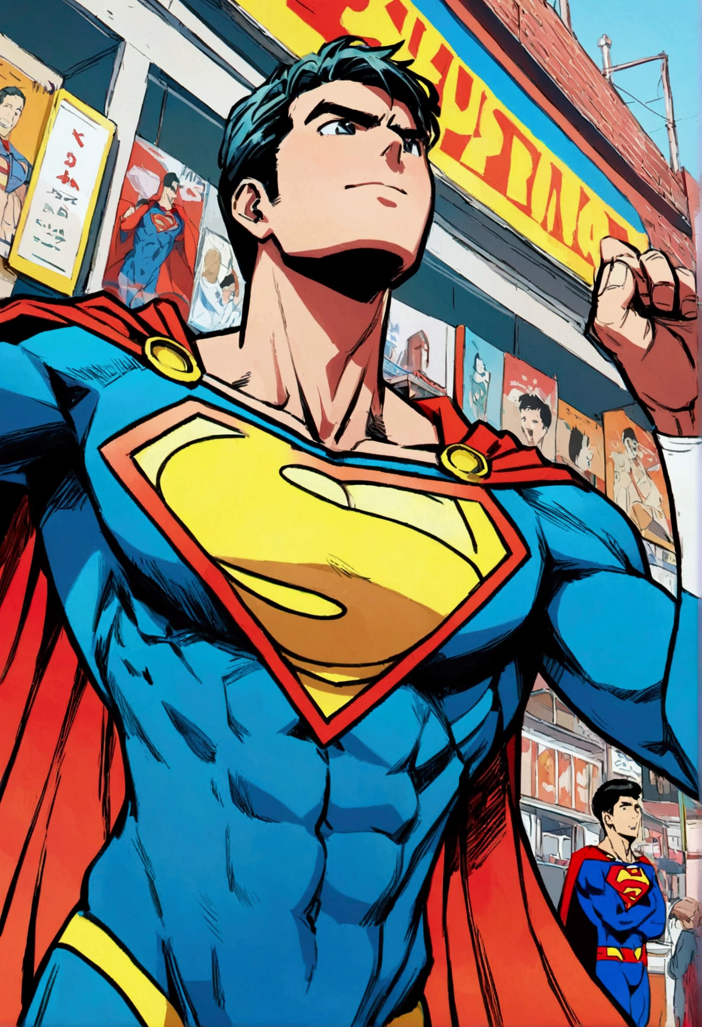 superboy (superman&#39;s son) with his black and naked suit