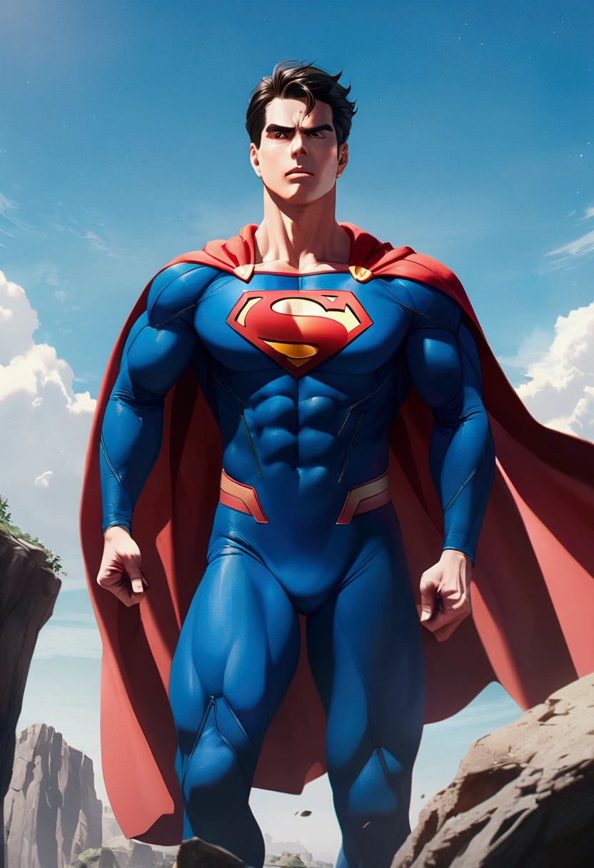superboy (superman's son) with his black and naked suit