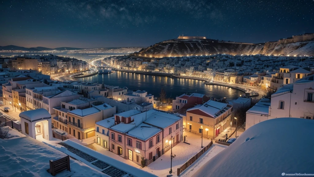 greece city with snow, realist 4k
