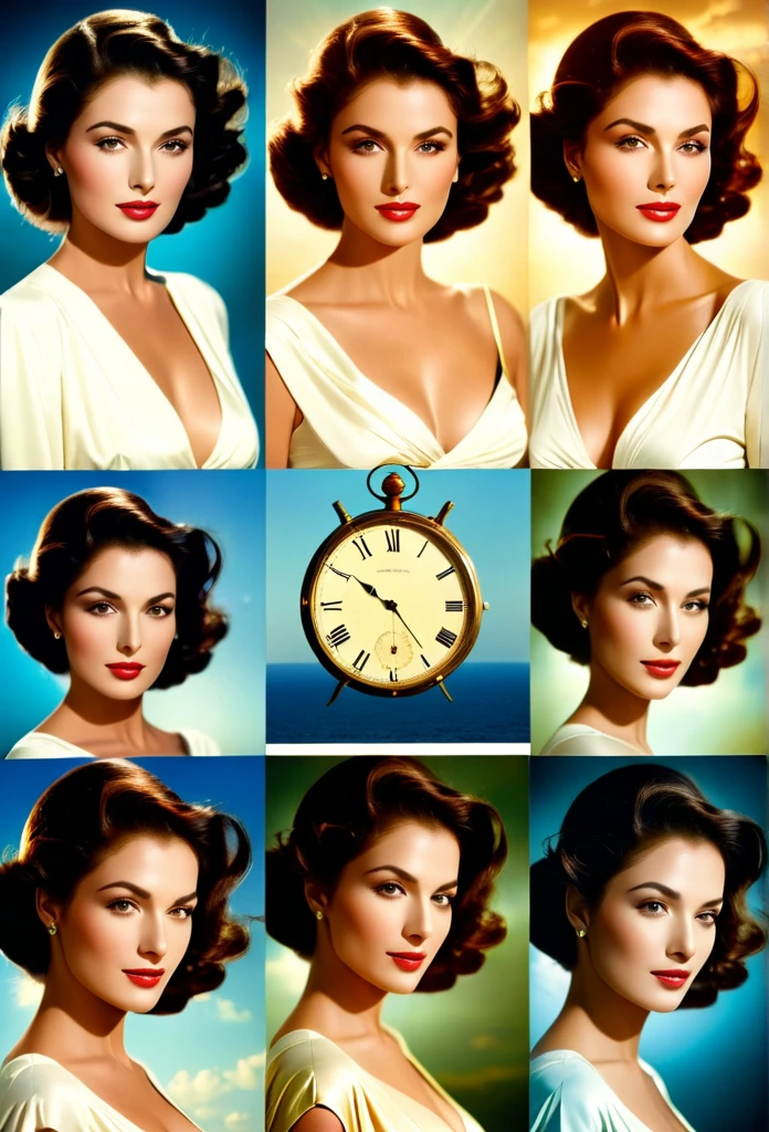 A beautiful woman. and the passage of Time shown in a sequence of images