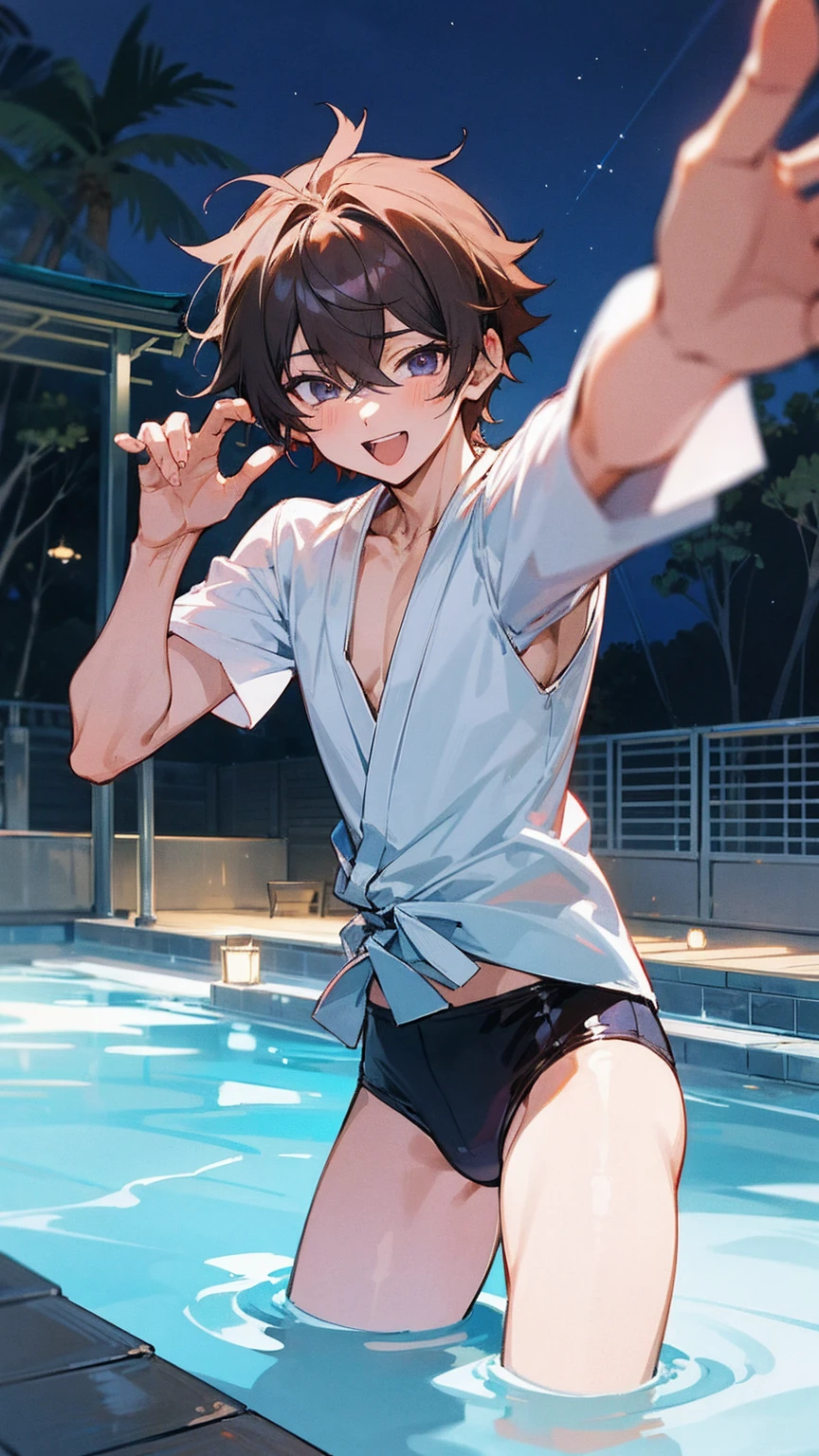 Kankichi Ryotsu having fun at the night pool